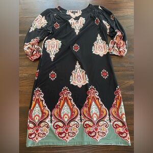 A.U.W. Boho Embroidered Border Print Dress – Size 6